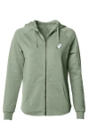 Dalix Ghost Zip Fleece Hoodie In Sage