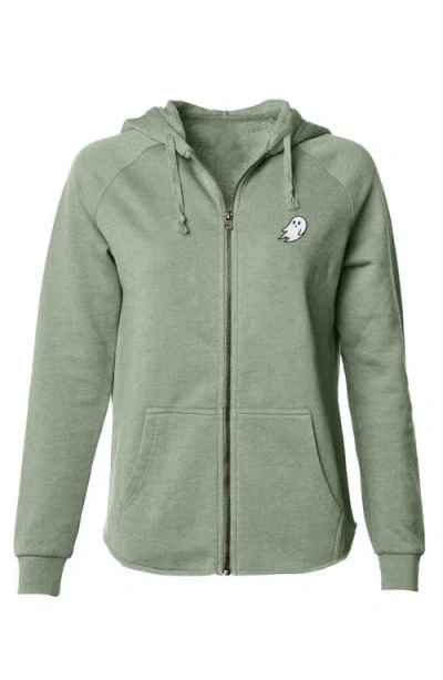 Dalix Ghost Zip Fleece Hoodie In Sage