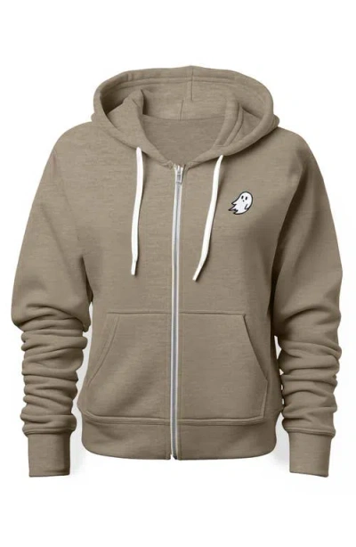 Dalix Ghost Zip Hoodie In Heather Stone