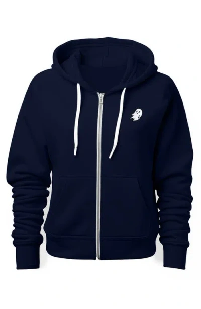 Dalix Ghost Zip Hoodie In Navy Blue