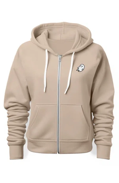 Dalix Ghost Zip Hoodie In Tan
