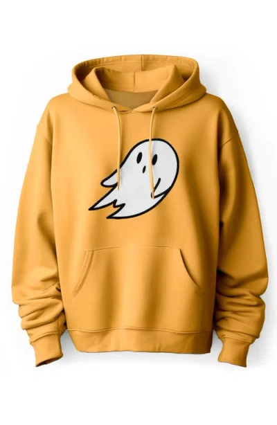 Dalix Giant Ghost Fleece Hoodie In Gold
