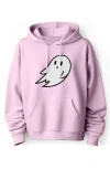 Dalix Giant Ghost Fleece Hoodie In Light Pink
