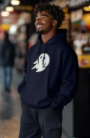 Dalix Giant Ghost Fleece Hoodie In Navy Blue