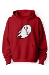 Dalix Giant Ghost Fleece Hoodie In Red