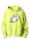 Dalix Giant Ghost Fleece Hoodie In Safety Green