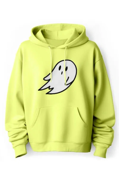 Dalix Giant Ghost Fleece Hoodie In Safety Green
