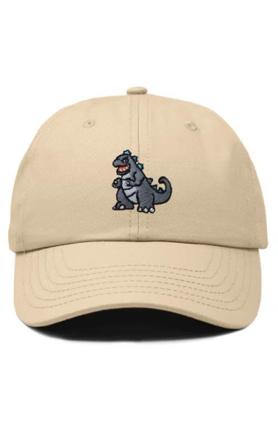 Dalix Giant Lizard Embroidered Dad Hat In Khaki