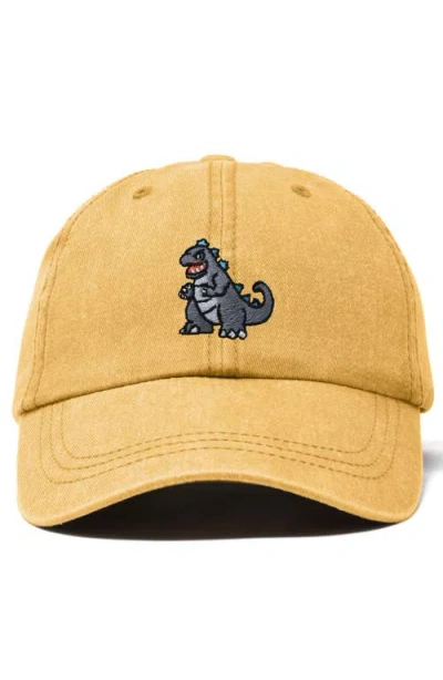 Dalix Giant Lizard Embroidered Dad Hat In Washed Gold