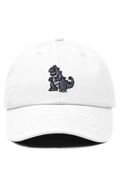 Dalix Giant Lizard Embroidered Dad Hat In White