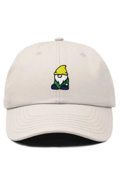 Dalix Gnome Embroidered Dad Hat In Beige