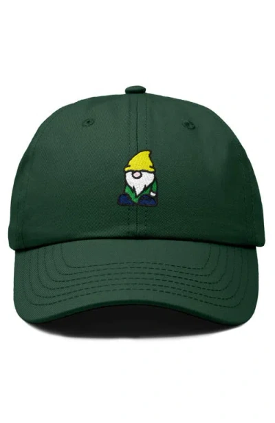 Dalix Gnome Embroidered Dad Hat In Dark Green