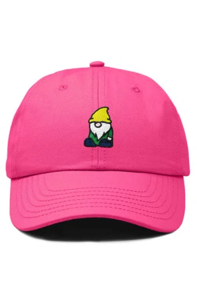 Dalix Gnome Embroidered Dad Hat In Hot Pink