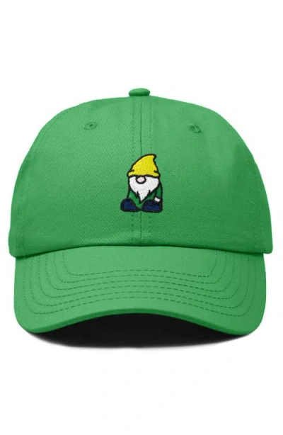 Dalix Gnome Embroidered Dad Hat In Kelly Green