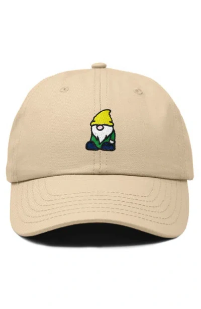 Dalix Gnome Embroidered Dad Hat In Khaki