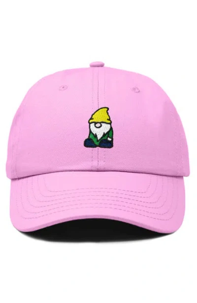 Dalix Gnome Embroidered Dad Hat In Light Pink