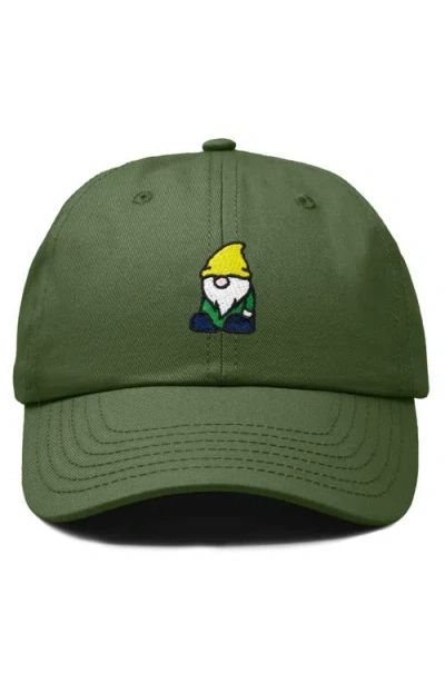 Dalix Gnome Embroidered Dad Hat In Olive