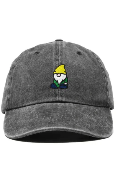 Dalix Gnome Embroidered Dad Hat In Washed Black