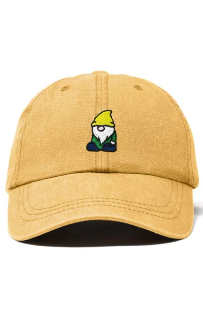 Dalix Gnome Embroidered Dad Hat In Washed Gold