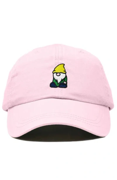 Dalix Gnome Embroidered Dad Hat In Washed Pink