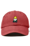 Dalix Gnome Embroidered Dad Hat In Washed Red