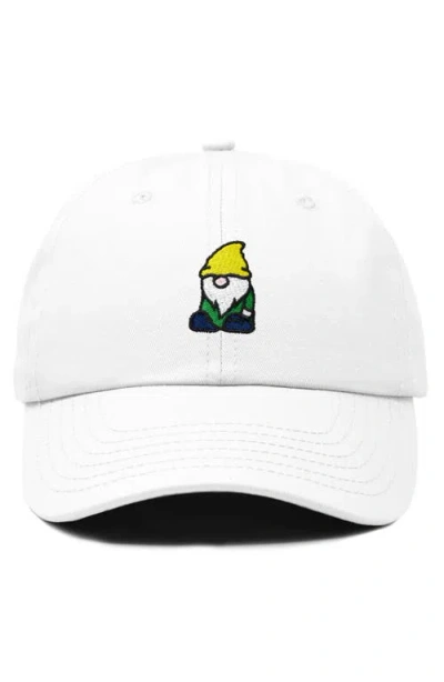 Dalix Gnome Embroidered Dad Hat In White