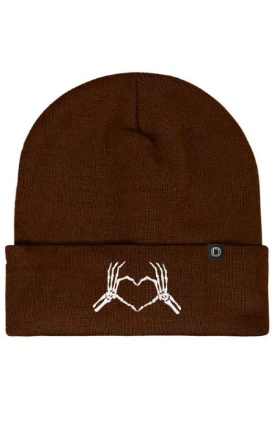 Dalix Heart Of Bones Beanie In Brown