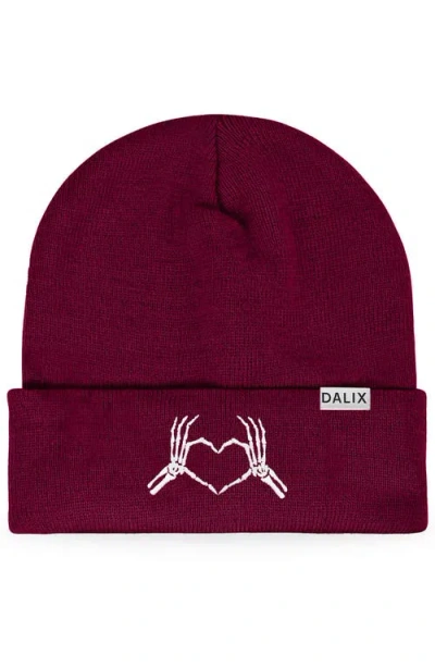 Dalix Heart Of Bones Beanie In Maroon