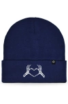 Dalix Heart Of Bones Beanie In Navy Blue