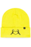 Dalix Heart Of Bones Beanie In Neon Yellow