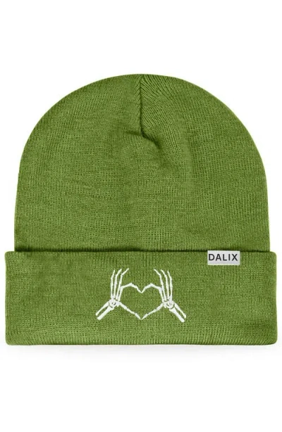 Dalix Heart Of Bones Beanie In Olive