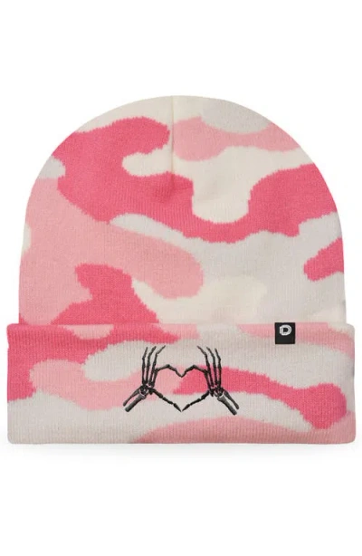 Dalix Heart Of Bones Beanie In Pink Camo