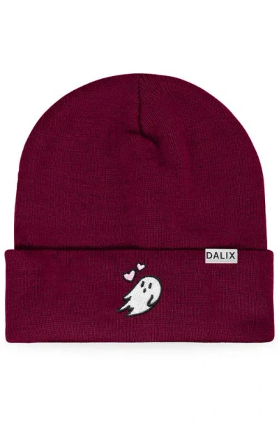 Dalix Heartly Ghost Beanie In Maroon