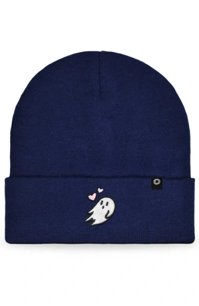 Dalix Heartly Ghost Beanie In Navy Blue