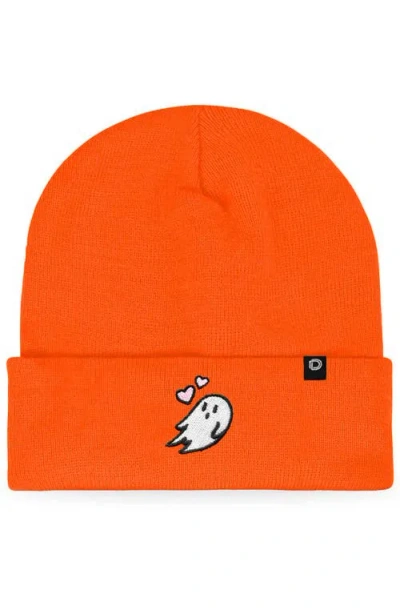 Dalix Heartly Ghost Beanie In Neon Orange