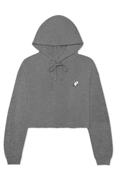 Dalix Heartly Ghost Cropped Hoodie In Deep Heather