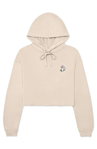 Dalix Heartly Ghost Cropped Hoodie In Heather Dust