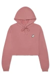 Dalix Heartly Ghost Cropped Hoodie In Mauve