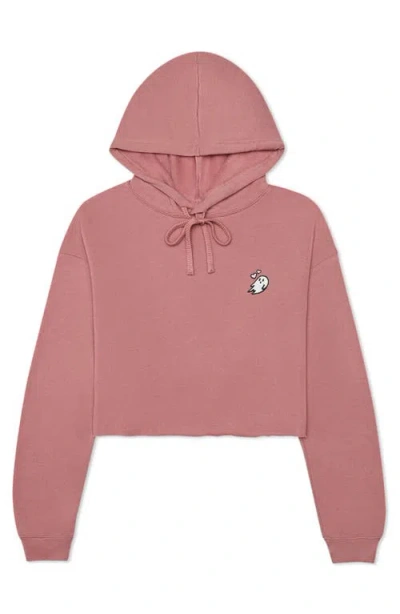 Dalix Heartly Ghost Cropped Hoodie In Mauve