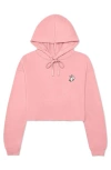 Dalix Heartly Ghost Cropped Hoodie In Pink