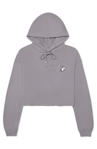 Dalix Heartly Ghost Cropped Hoodie In Storm