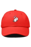 Dalix Heartly Ghost Embroidered Cap In Red