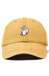 Dalix Heartly Ghost Embroidered Cap In Washed Gold