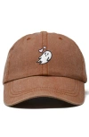 Dalix Heartly Ghost Embroidered Cap In Washed Orange