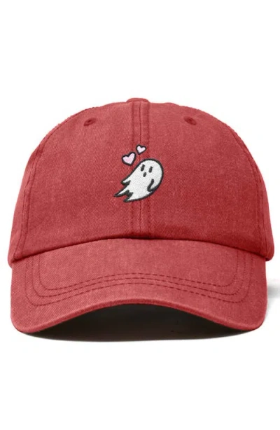 Dalix Heartly Ghost Embroidered Cap In Washed Red