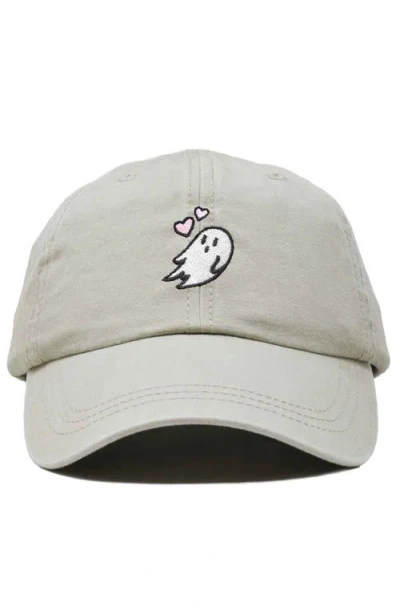 Dalix Heartly Ghost Embroidered Cap In Washed Stone White