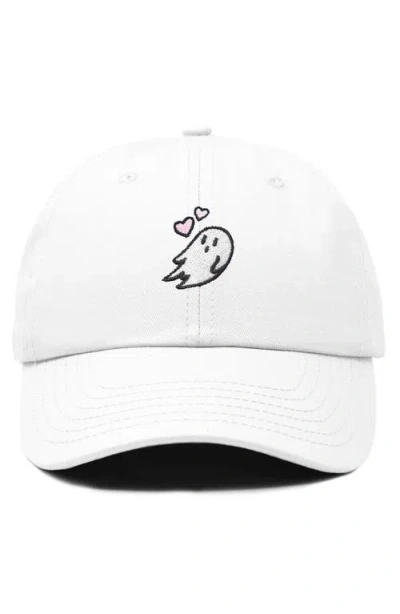Dalix Heartly Ghost Embroidered Cap In White