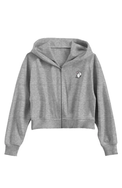 Dalix Heartly Ghost Fleece Zip Hoodie In Athletic Heather