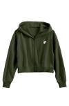 Dalix Heartly Ghost Fleece Zip Hoodie In Military Green