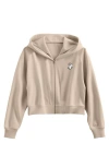 Dalix Heartly Ghost Fleece Zip Hoodie In Tan